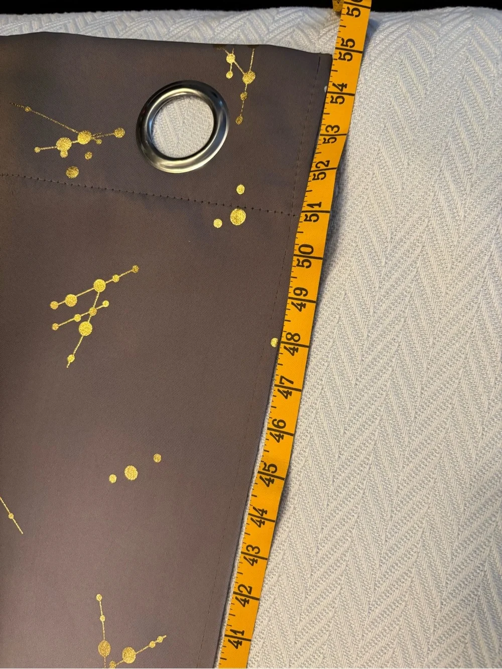 Gold Dot Patterned Grey Blackout Curtains